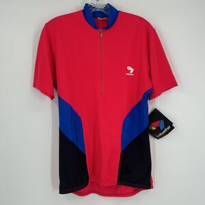 Bellwether Cool Max Men's Medium Pink Blue Cycling Bike Jersey Vintage